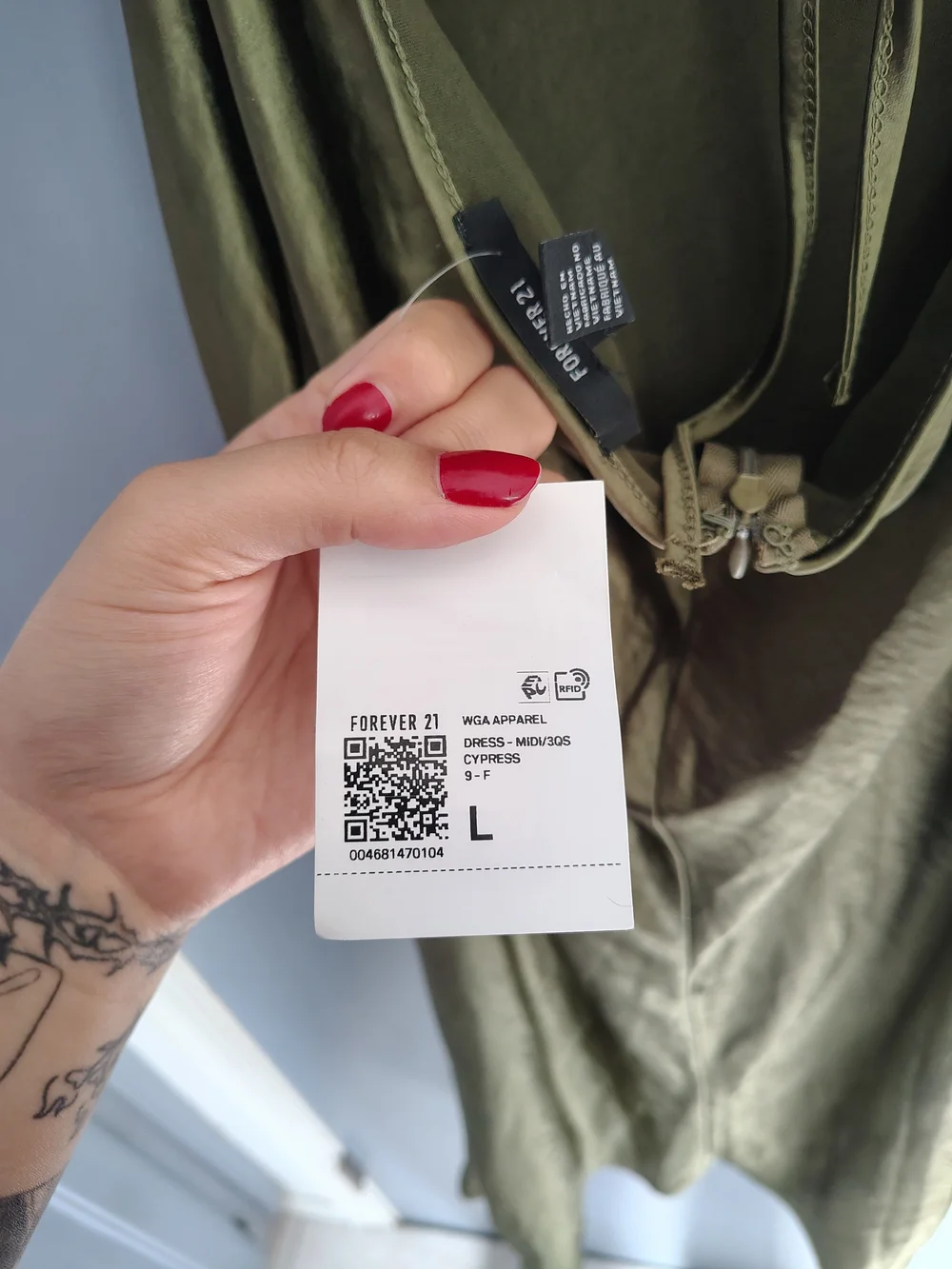 Forever 21 Olive Slip Maxi Dress with Cowl Neck - Picture 6 of 6